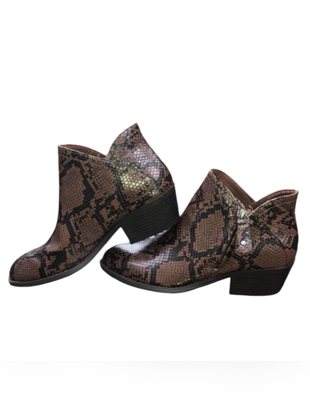Women's Brown Snakeskin Ankle Booties